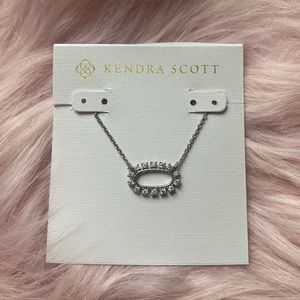 Elisa Open Frame Crystal Pendant Necklace in Silver